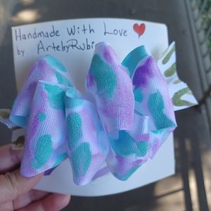 Hair Bow holder for Girls Handmade color Purple/Blue Aqua